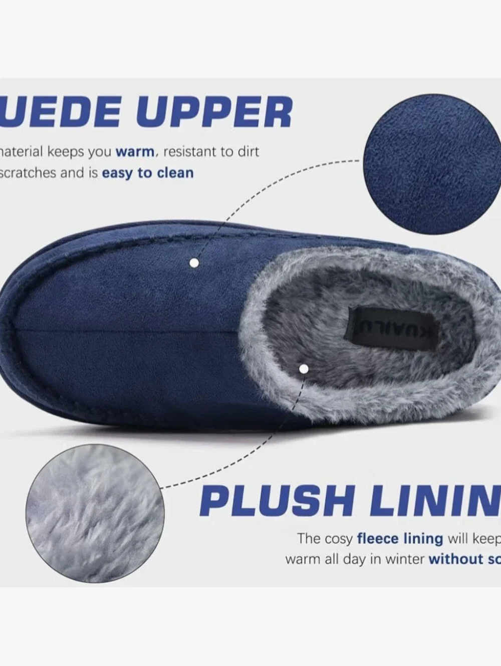 Mens Slippers Orthopedic Arch Support Suede Fluff Plush Home Shoes